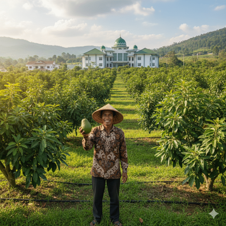Visualisasi kebun alpukat modern milik Astana Avocado di lingkungan Pesantren Insan Kamil